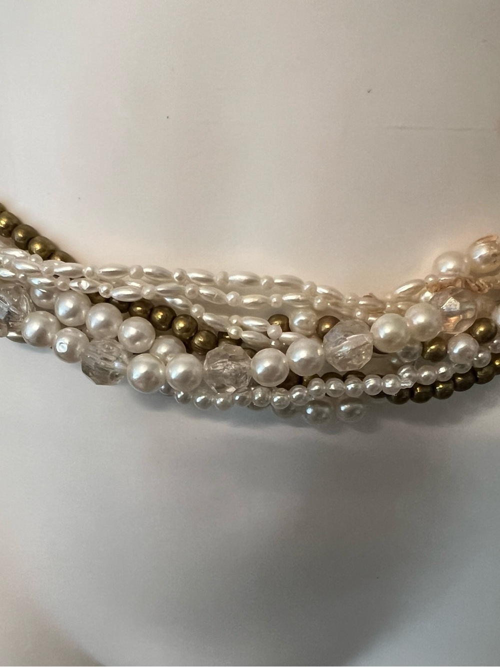 Vintage 80s Faux Pearl Beaded Gold Multi Strand Rope Belt 46”